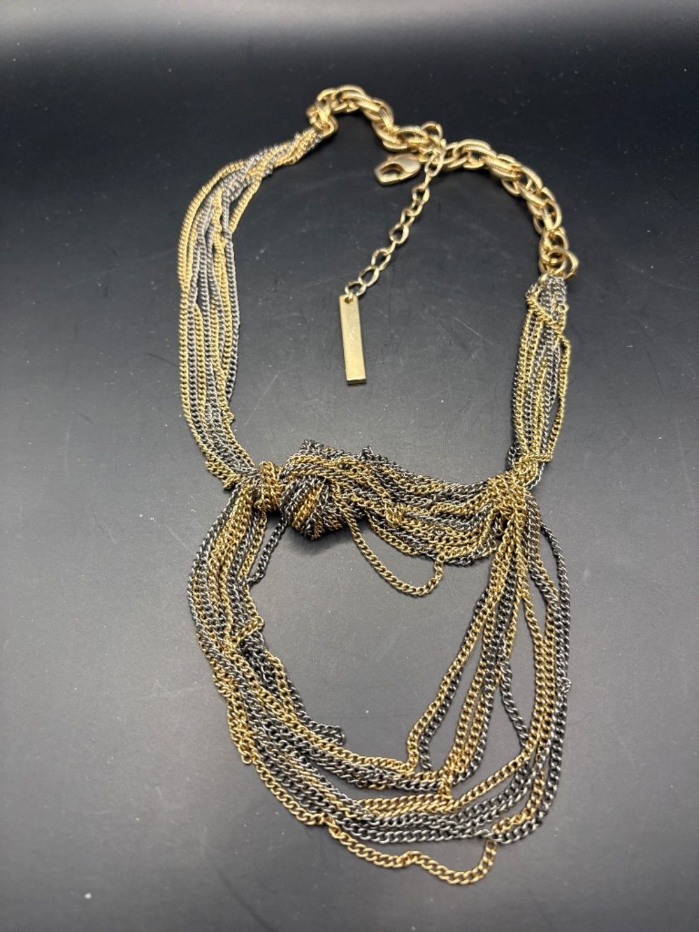 BCBG Mixed Metal Tiered Knot Chain Necklace